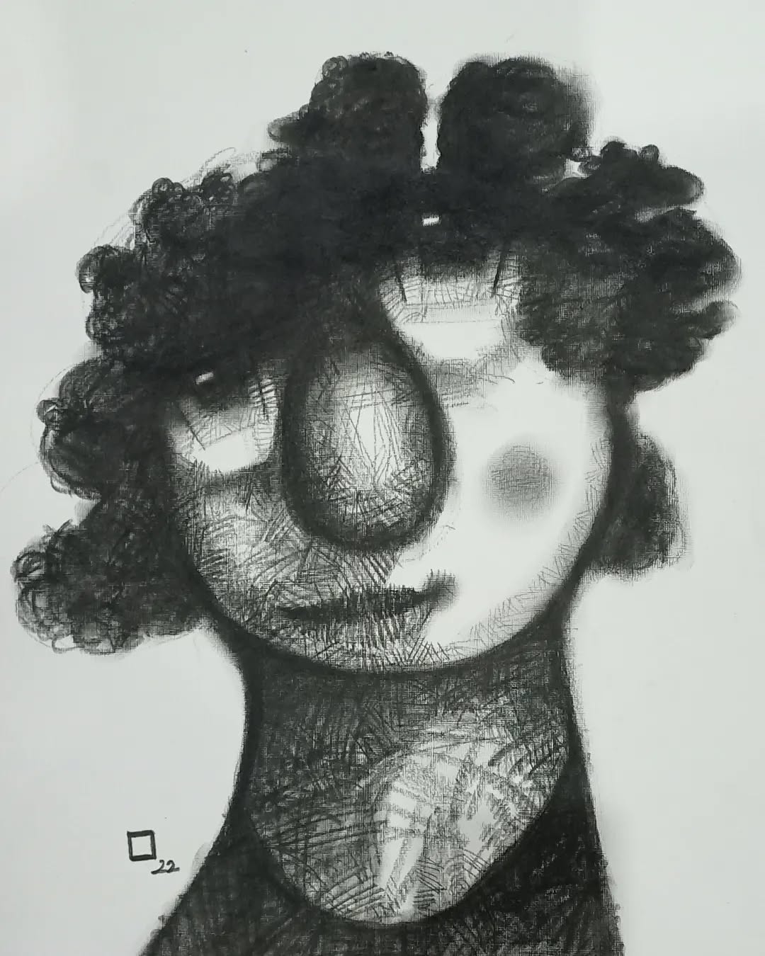 Amaka Charcoal on paper 20 x 16 inches 2022@obasismSPECTRUM runs till August 27, 2022 Opening